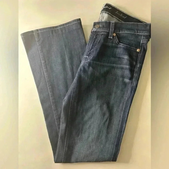 7 For All Mankind Bootcut Jeans Womens‎ Size 28 Blue Mid Rise Stretch Pants - Picture 1 of 10